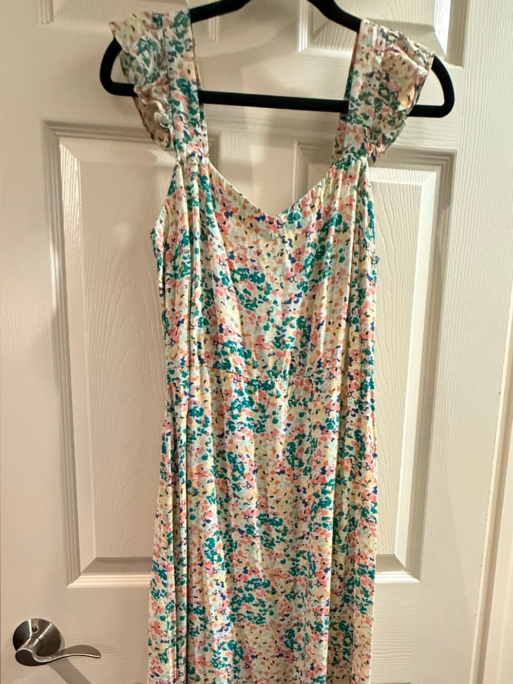LOFT Multicolor Floral Sundress with Ruffled Sleeves